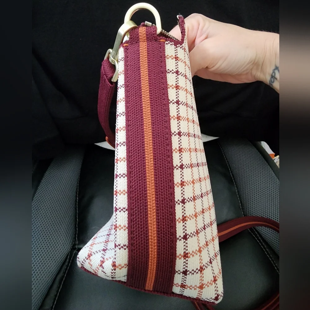 Rothy's Plaid Crossbody Bag in Brown and Cream - Picture 8 of 11